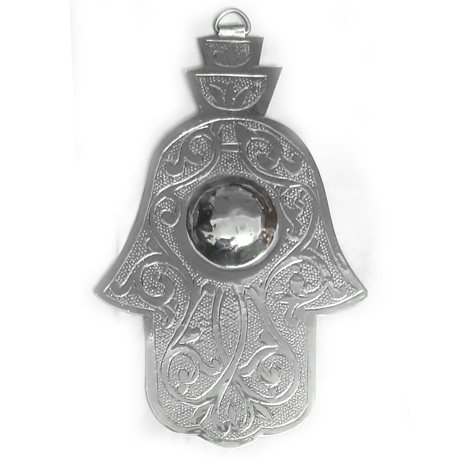 Hand of Fatima Brass Silver Round H:16cm