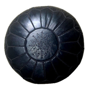 Leder Pouf Schwarz  Ø:50cm