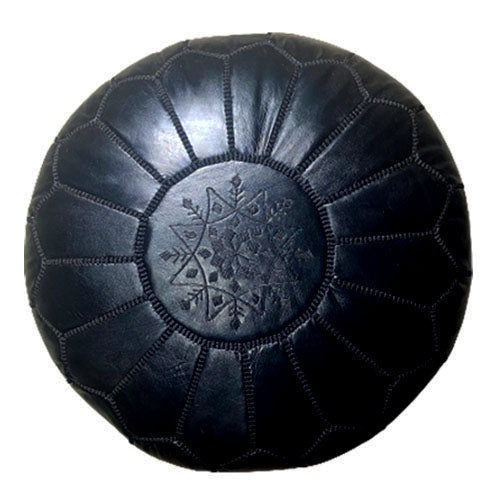 Leder Pouf Schwarz  Ø:50cm