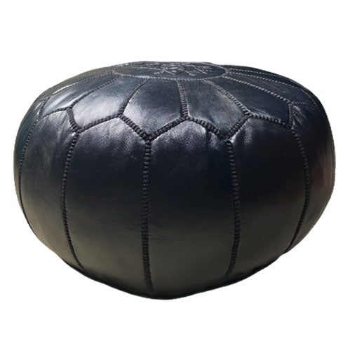 Leder Pouf Schwarz  Ø:50cm