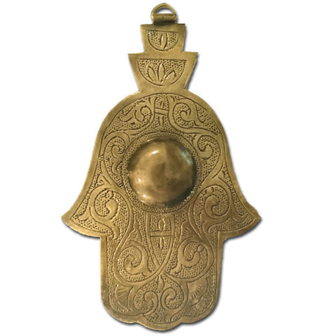 Moroccan Khmissa brass antique patina 16cm